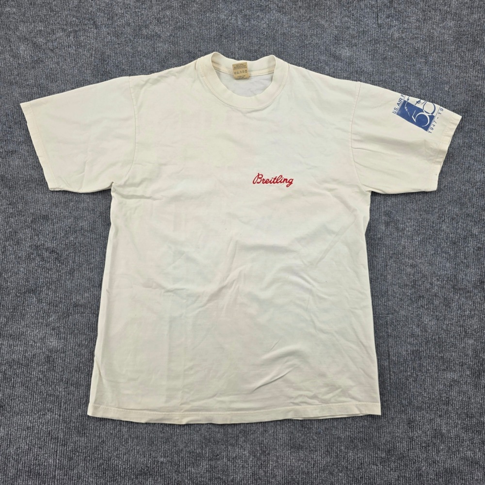 Vintage Jerzees Breitling US Air Force 50th Anniversary Tee Cream Large Scotland